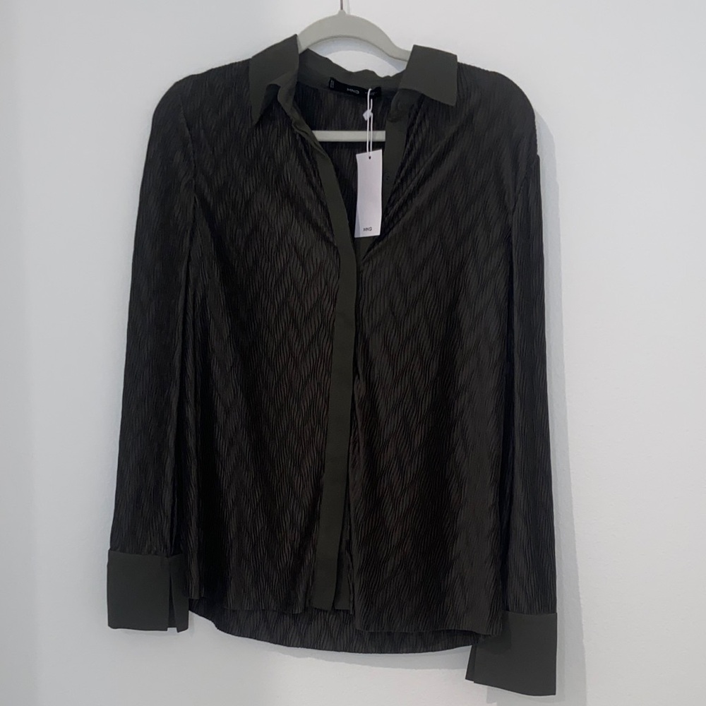 MNG Dark Green Button Down Blouse with Tags! Size M
